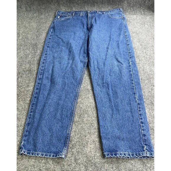 Carhartt Jeans Mens 44x32 Blue Relaxed Fit Tapered Leg Denim Workwear Y2K Baggy - Picture 8 of 16